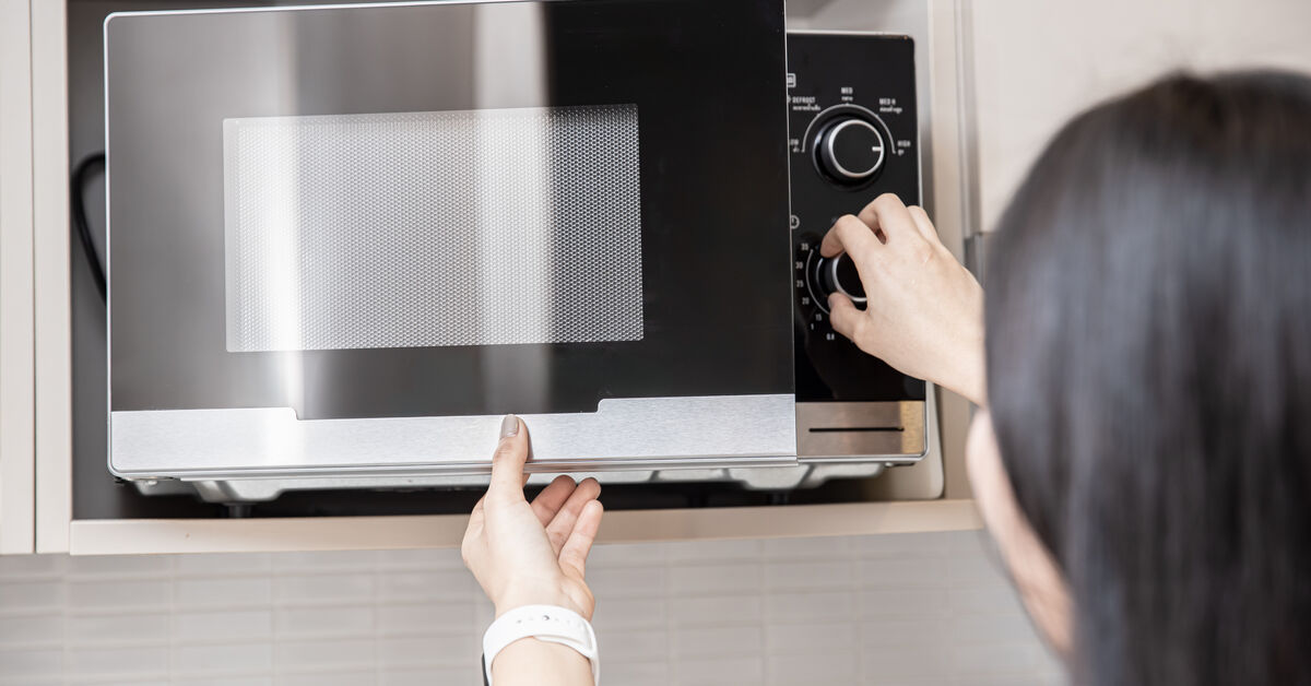 Fresh microwave left open to dry