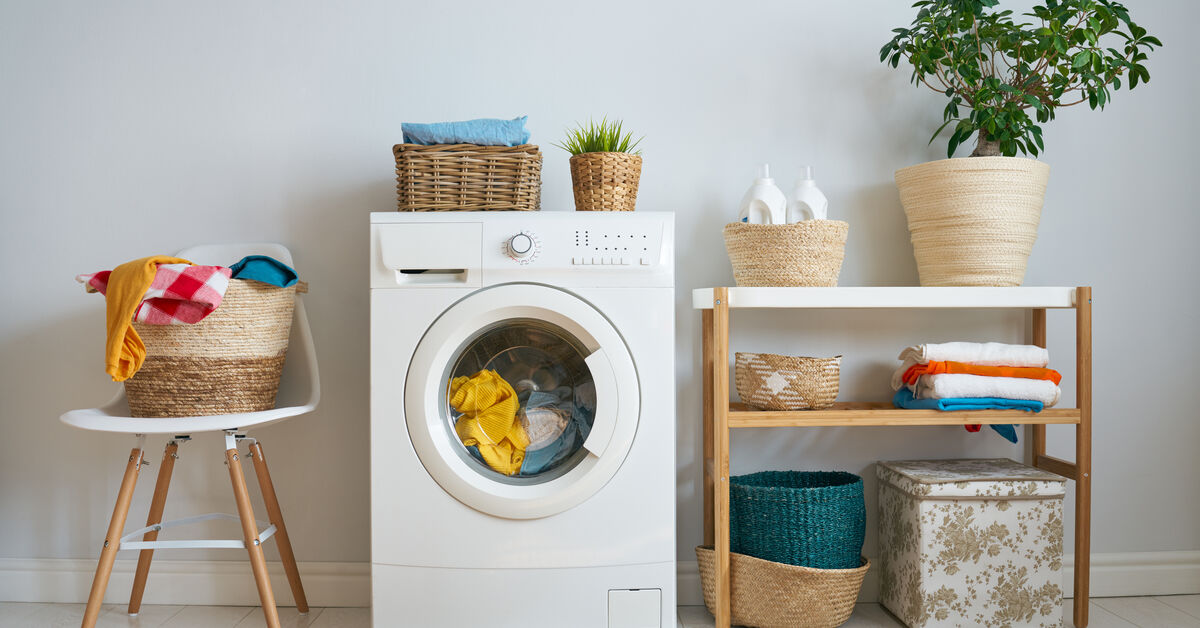 Neat laundry space with washer