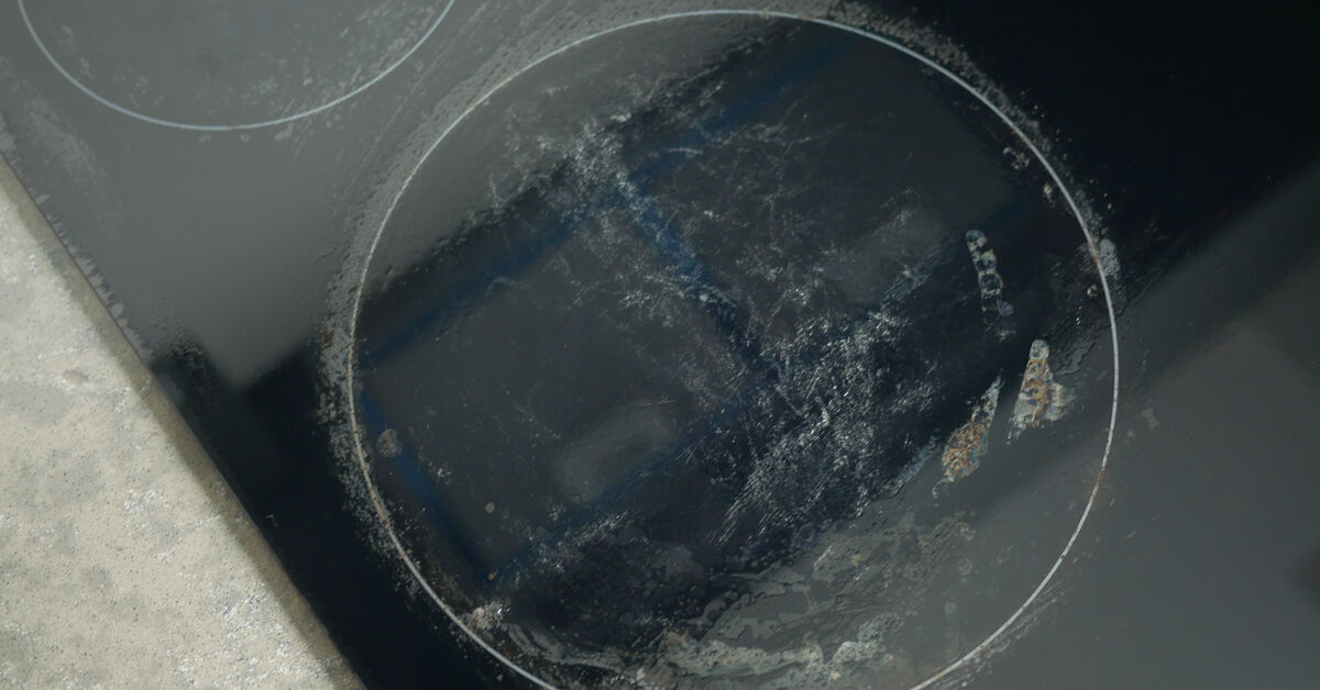 Different residue types on cooktop glass