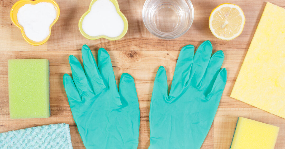 Cleaning supplies arranged for bin cleaning