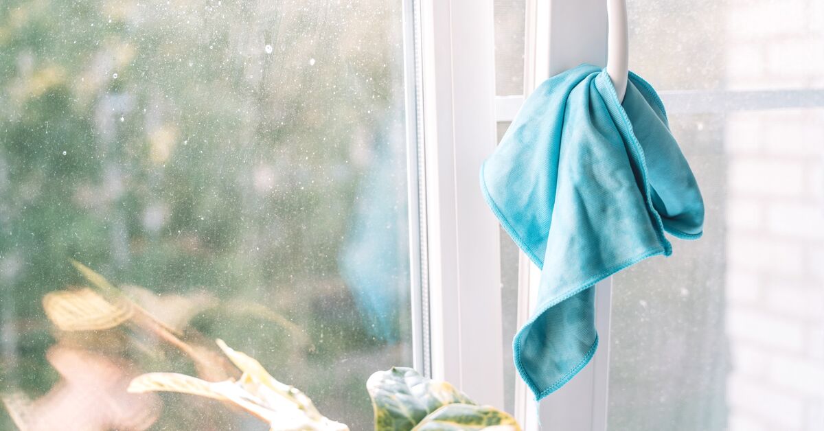 Grimy window rebate with debris